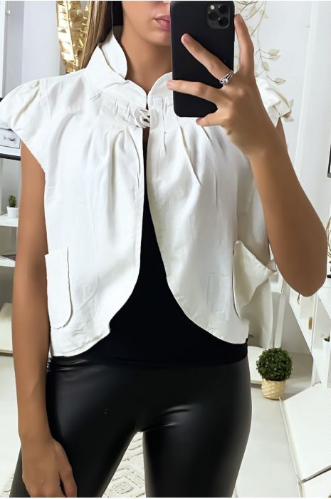 Boléro blanc en lin et coton - 2