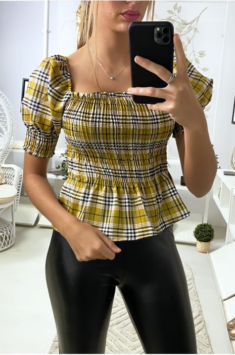 Mustard Ruched Front Crop Top - 2