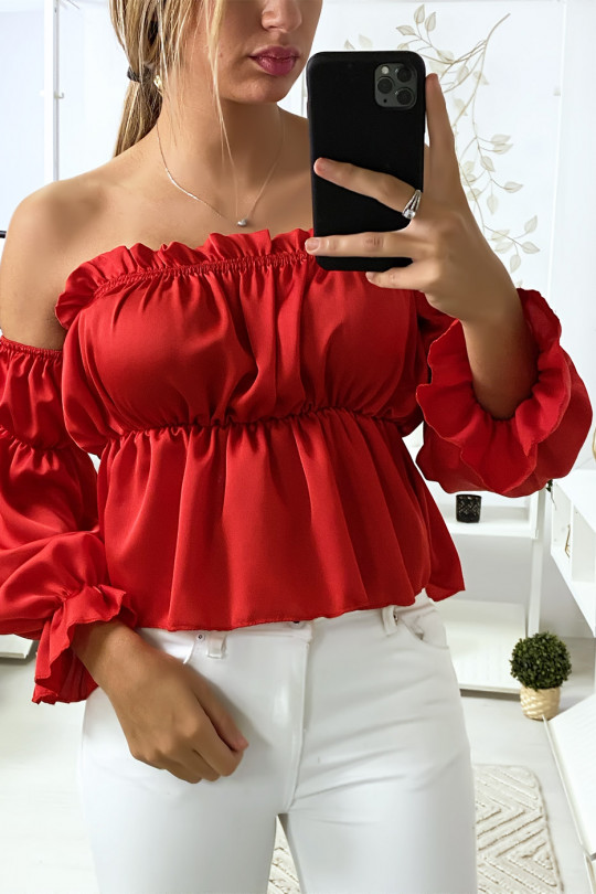 Red satin bustier with separate sleeves - 2