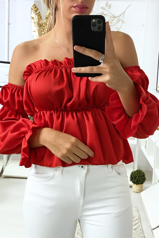 Red satin bustier with separate sleeves - 1
