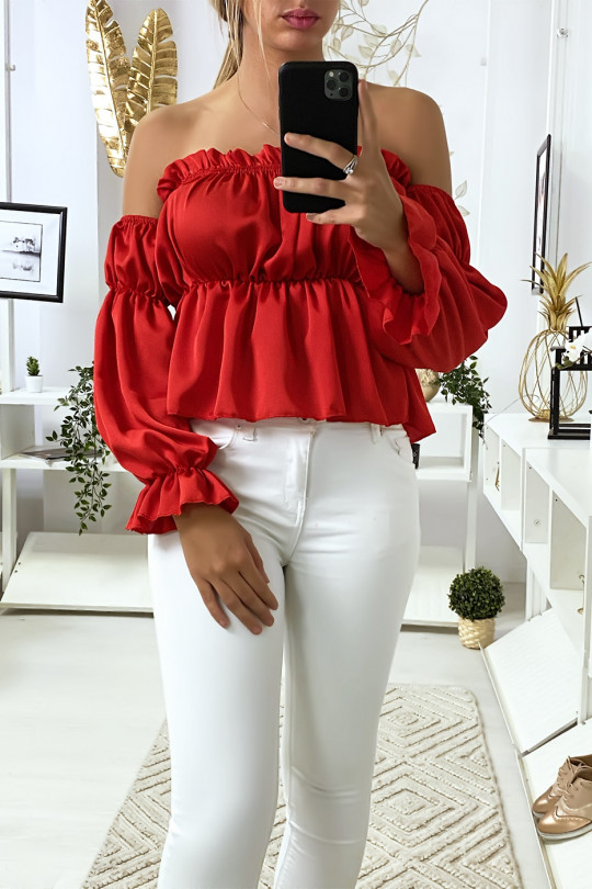 Red satin bustier with separate sleeves - 4