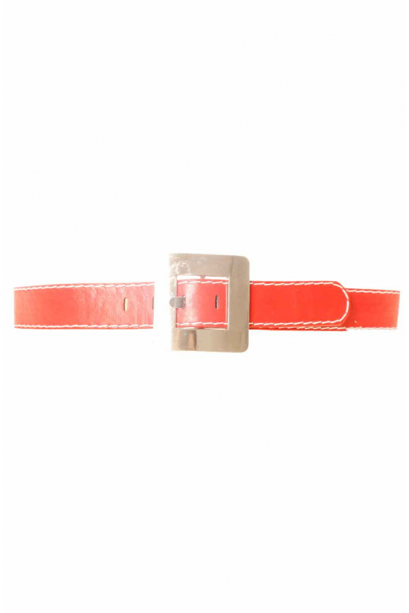 Red belt with white stitching with square buckle CE 504 - 4