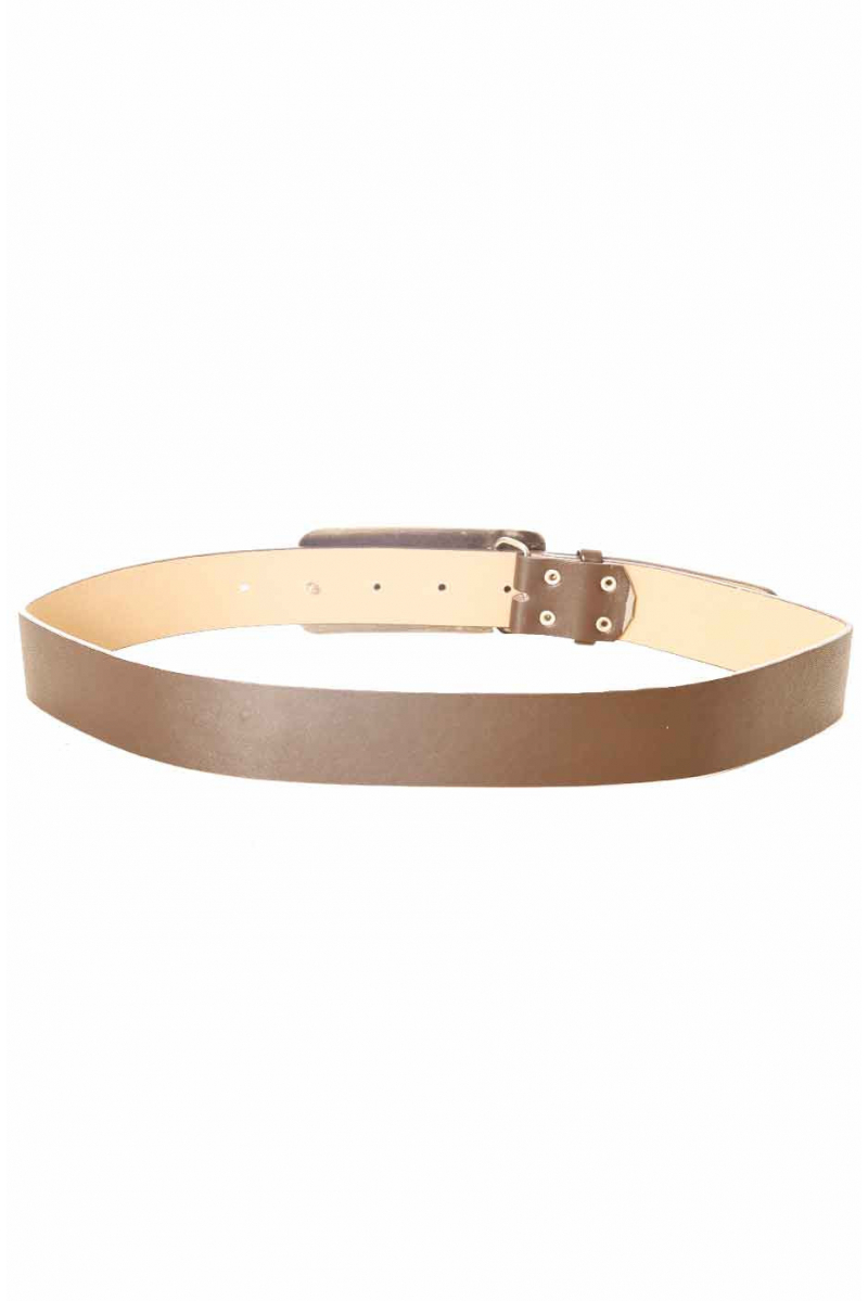 Brown belt with large graphic rectangle buckle CE 573 - 2