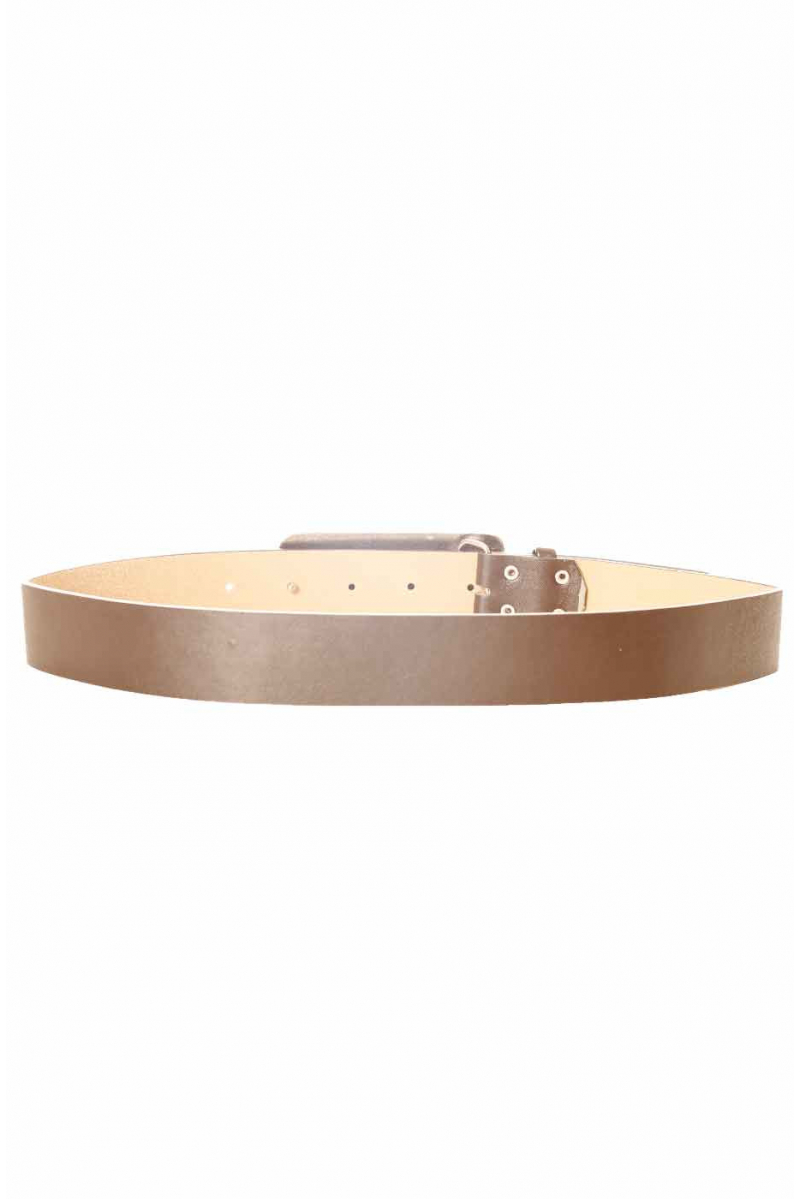 Brown belt with large graphic rectangle buckle CE 573 - 3