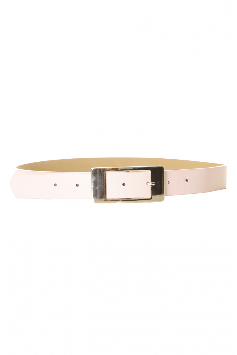 Pink leather-effect belt with square buckle and rhinestones CE 726 - 3
