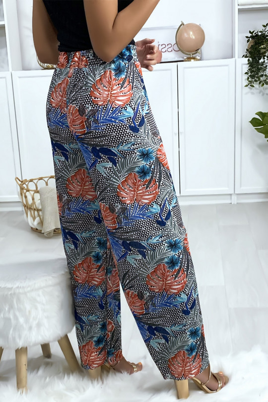 Leaf pattern palazzo pants in blue - 6
