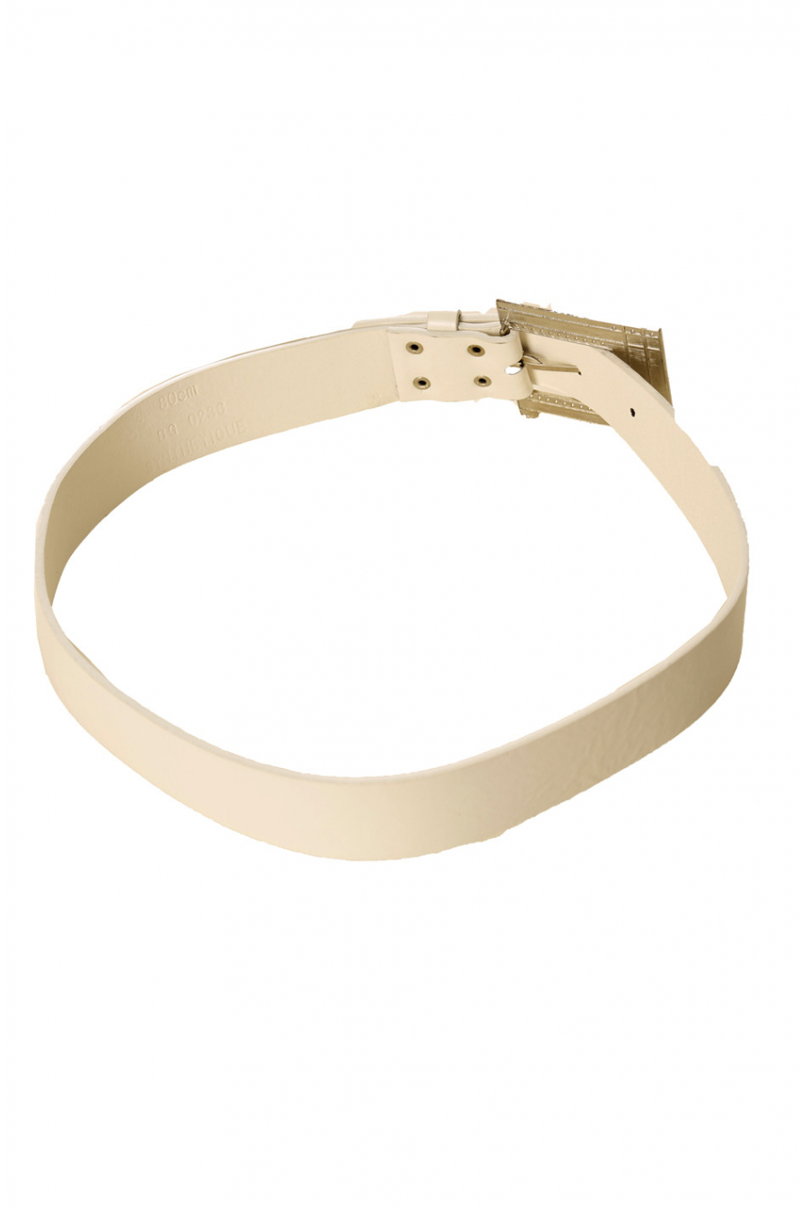White leather-look belt with square buckle and rhinestones CE 726 - 2