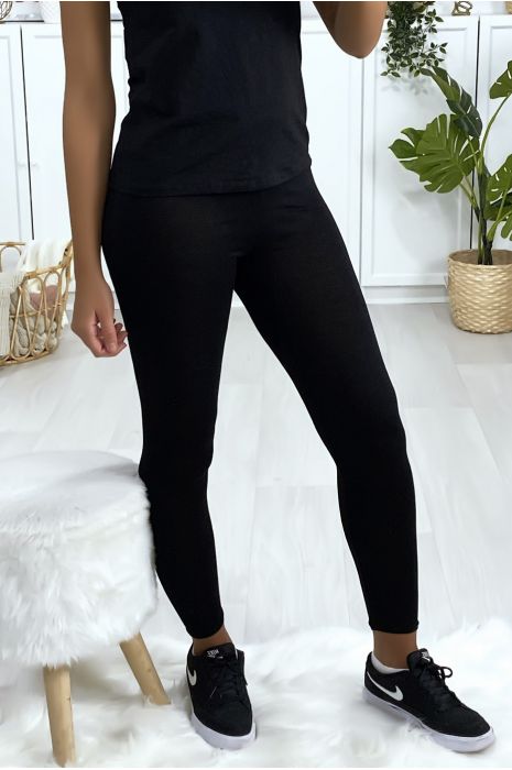 Leggings uni basique couleur noir - 3