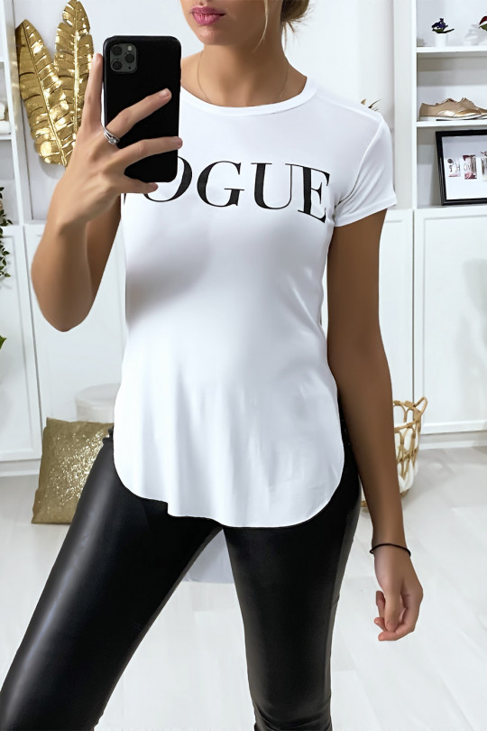 White t-shirt longer at the back with VOGUE writing - 2