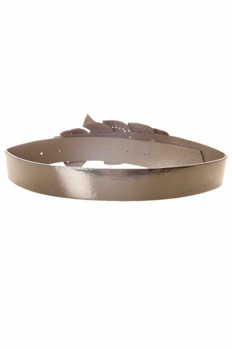 Ceinture Noir, boucle motif feuilles BG-PO44 - 3