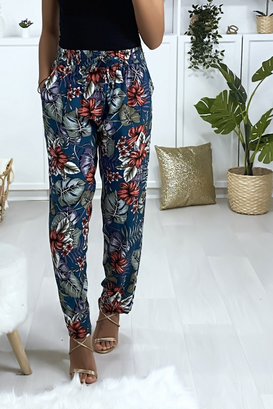 Pantalon fluide canard en coton avec poches et motif fleuris - 2