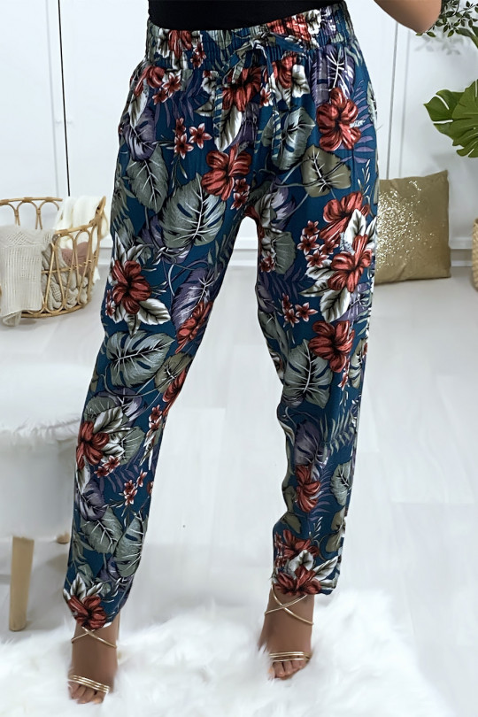Pantalon fluide canard en coton avec poches et motif fleuris - 5