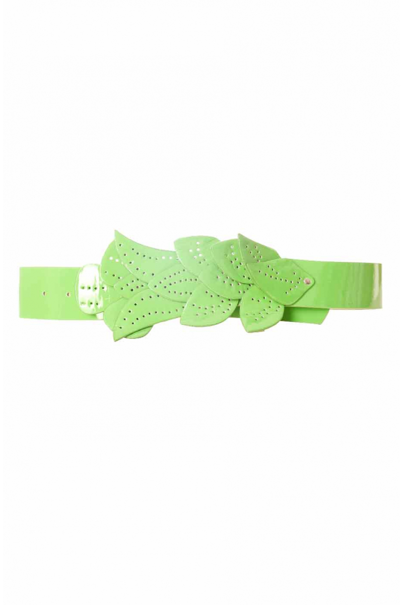 Green belt, leaf pattern buckle BG-PO44 - 1