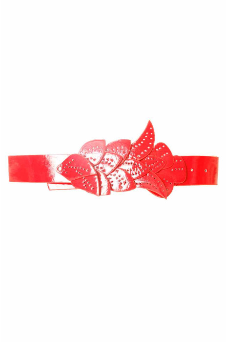 Red belt, leaf pattern buckle BG-PO44 - 1