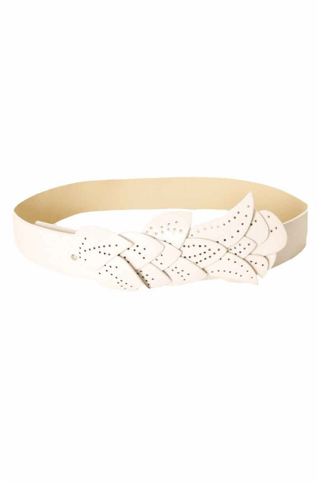 Ceinture Blanche, boucle motif feuilles BG-PO44 - 2