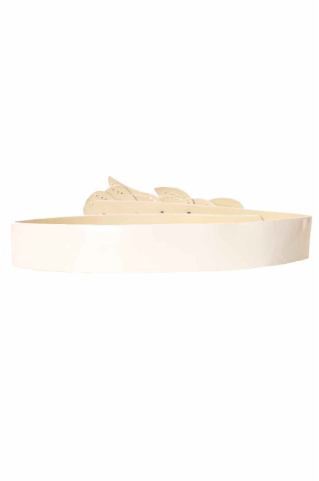 Witte riem, gesp met bladpatroon BG-PO44 - 4