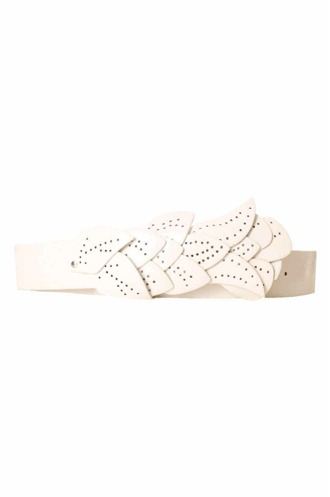 White belt, leaf pattern buckle BG-PO44 - 5