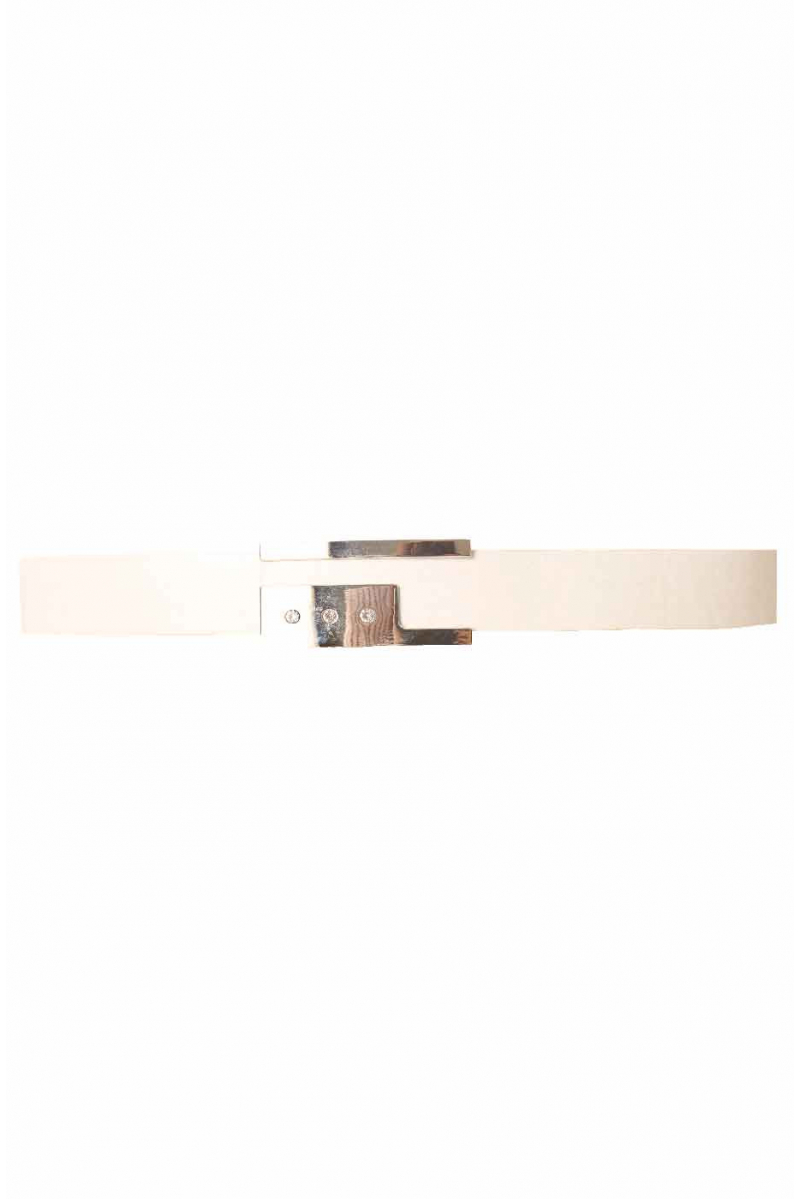 White belt, rectangular buckle with rhinestones BG 0236 - 1