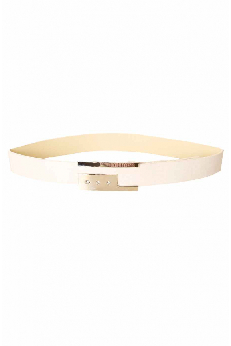White belt, rectangular buckle with rhinestones BG 0236 - 2