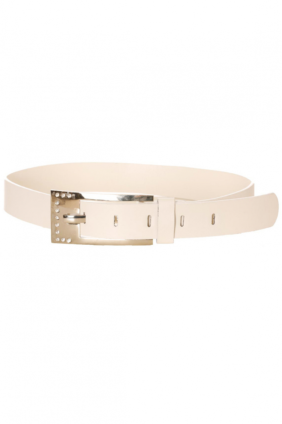 White belt, rectangle rhinestone buckle. BG-0237 - 2