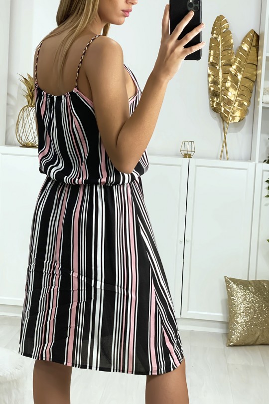 Black and pink striped cotton dress very comfortable to wear - 5