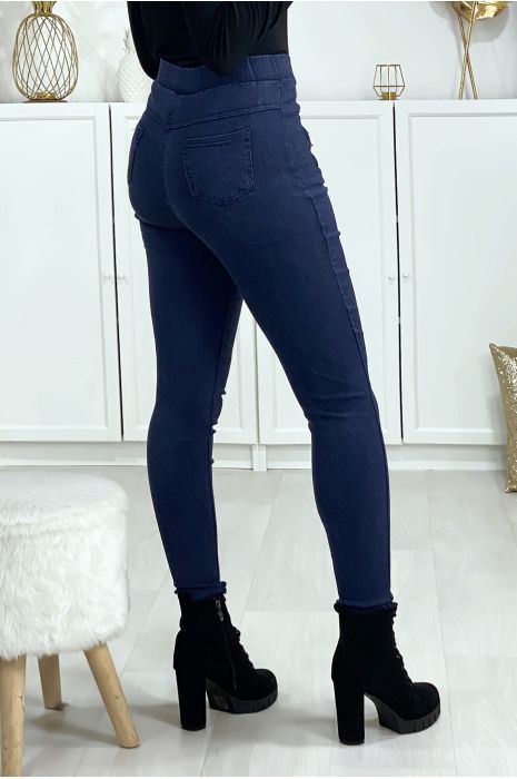 Jegging bleu en strech avec zip aux poches - 4