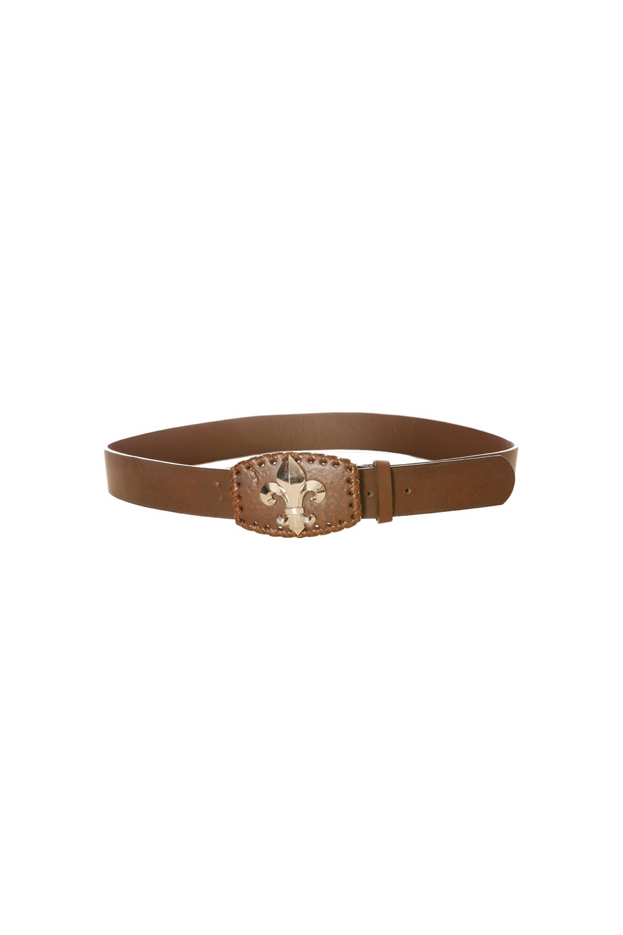 Ceinture marron, boucle motif lys. B 6-0084 - 2