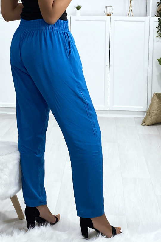 Blauwe katoenen broek met zakken - 4