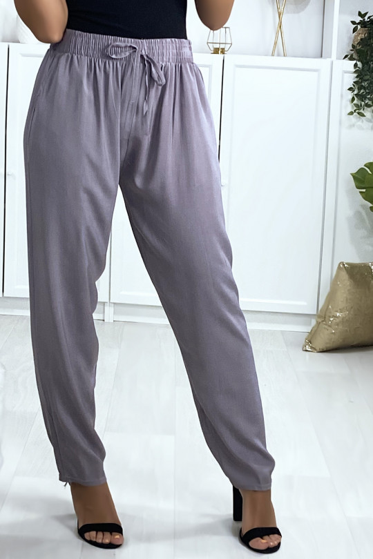 Gray cotton pants with pockets - 3