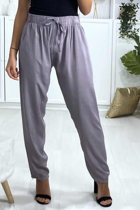 Gray cotton pants with pockets - 1