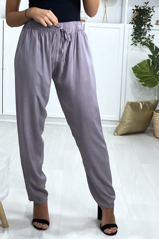 Gray cotton pants with pockets - 2