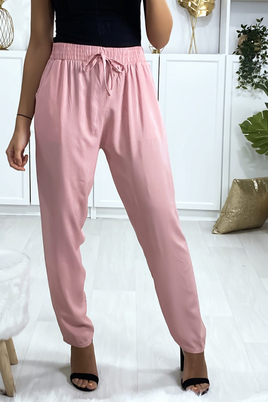 Pink cotton pants with pockets - 2