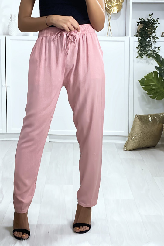 Pink cotton pants with pockets - 3