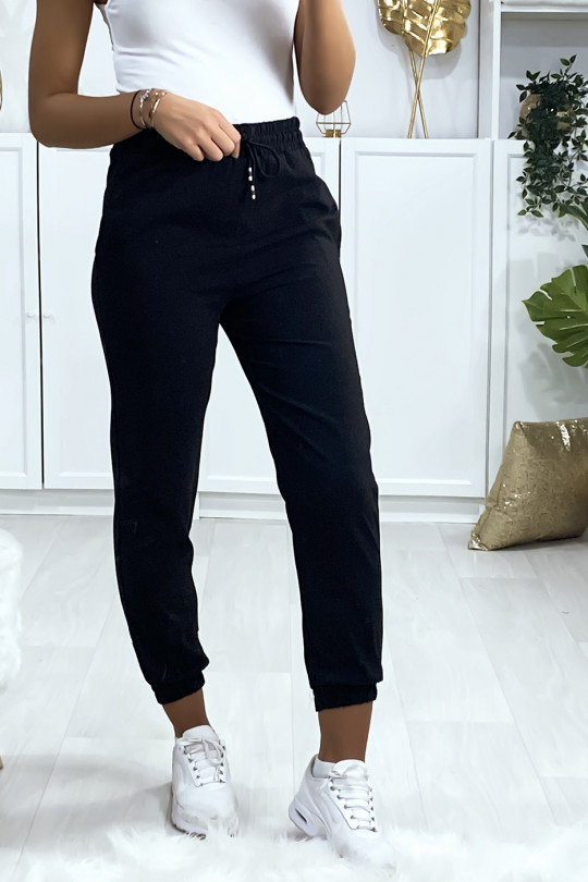 Pantalon jogging noir avec poche serré en bas - 2