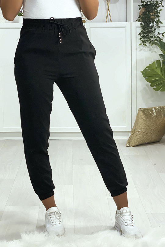 Pantalon jogging noir avec poche serré en bas - 4