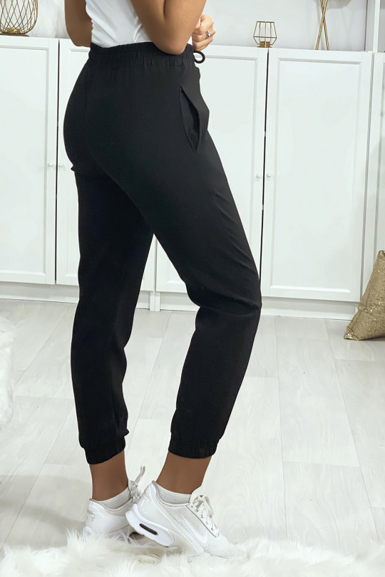 Pantalon jogging noir avec poche serré en bas - 5