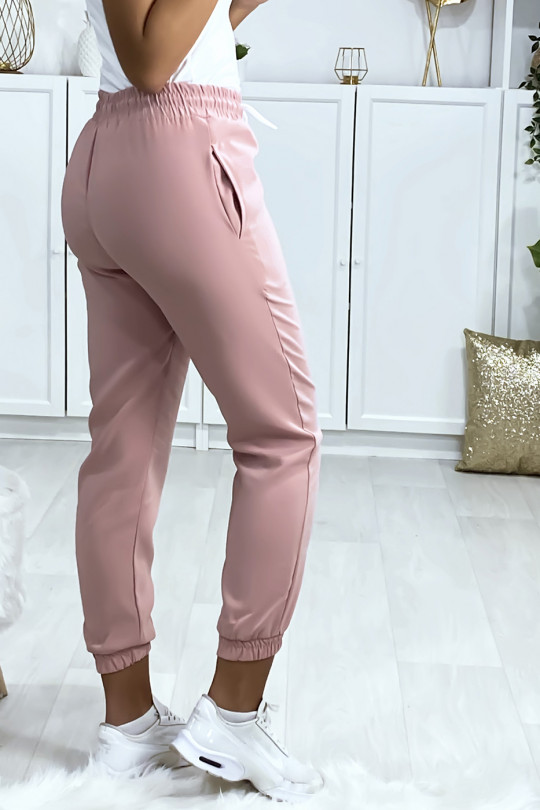 Pantalon jogging rose avec poche serré en bas - 4