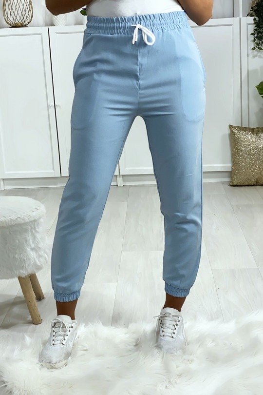Pantalon jogging turquoise avec poche serré en bas - 5