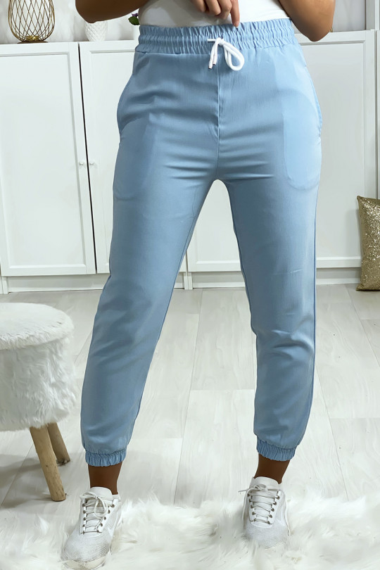 Turquoise jogging pants with tight pocket at the bottom - 4
