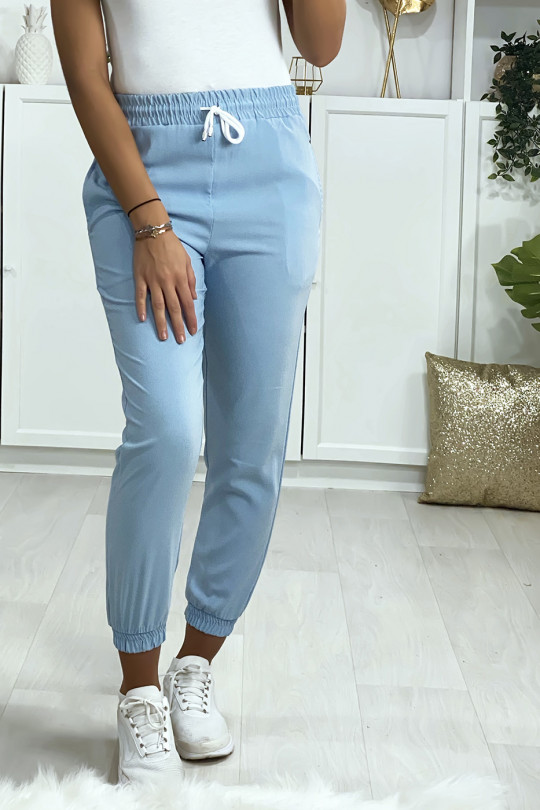Turquoise jogging pants with tight pocket at the bottom - 3