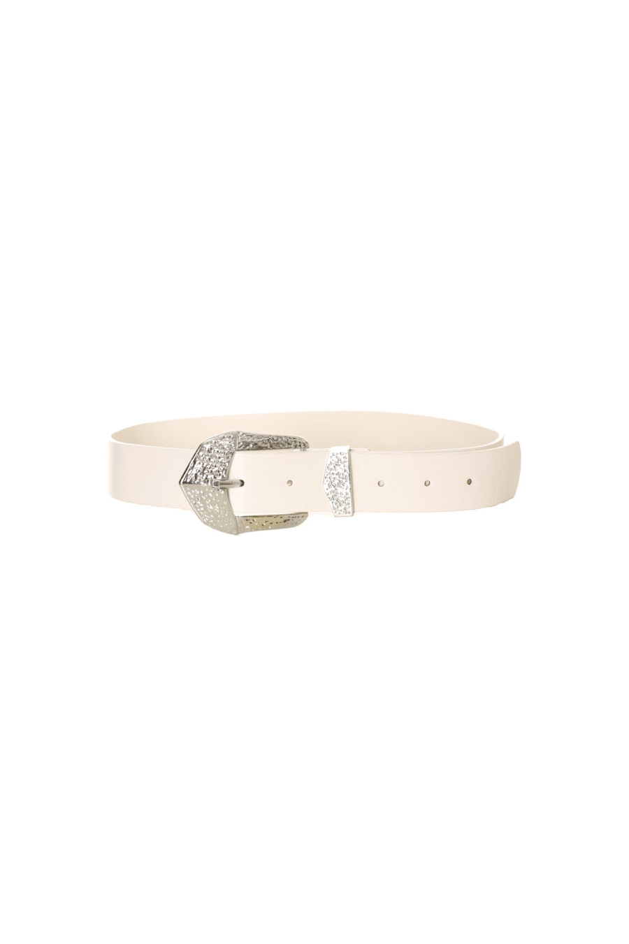 Witte riem met zilveren gesp. D7364 - 3