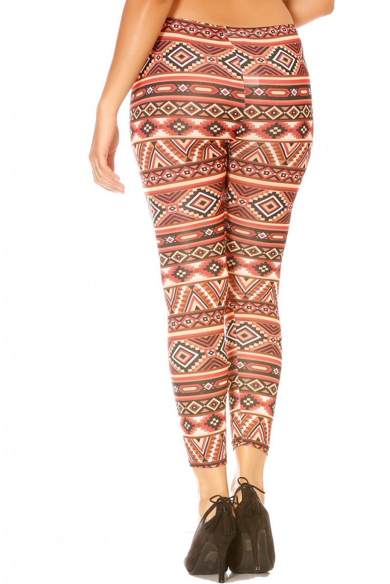Warm colored Aztec patterned leggings. G9-230 - 2