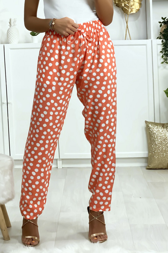 Pink cotton polka dot pants with pockets. Woman fashion - 2
