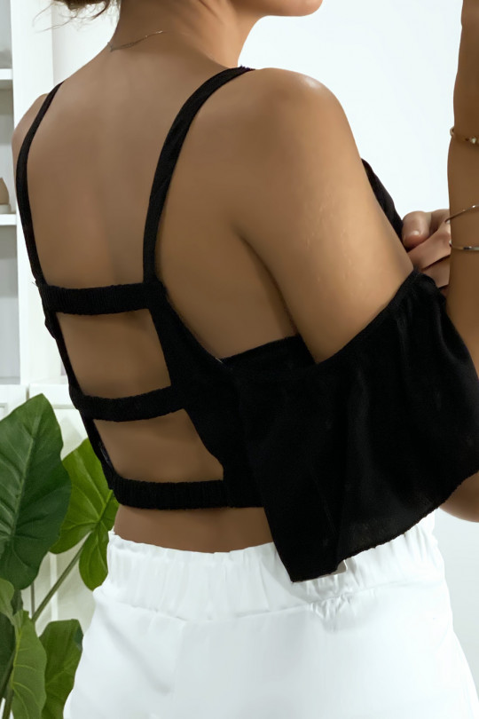 Black top off the shoulders backless with embroidery - 5