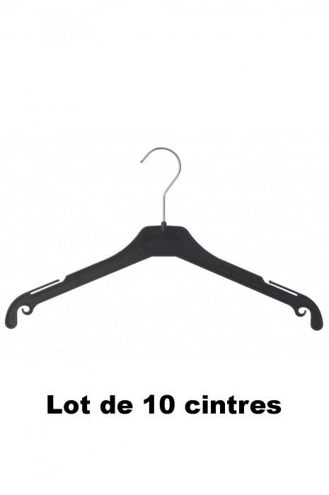 10 black plastic hangers ideal for Jacket, waistcoat and blazer - 1