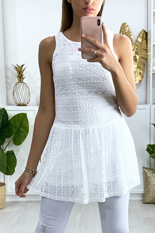 White lace tunic dress with back closure - 4