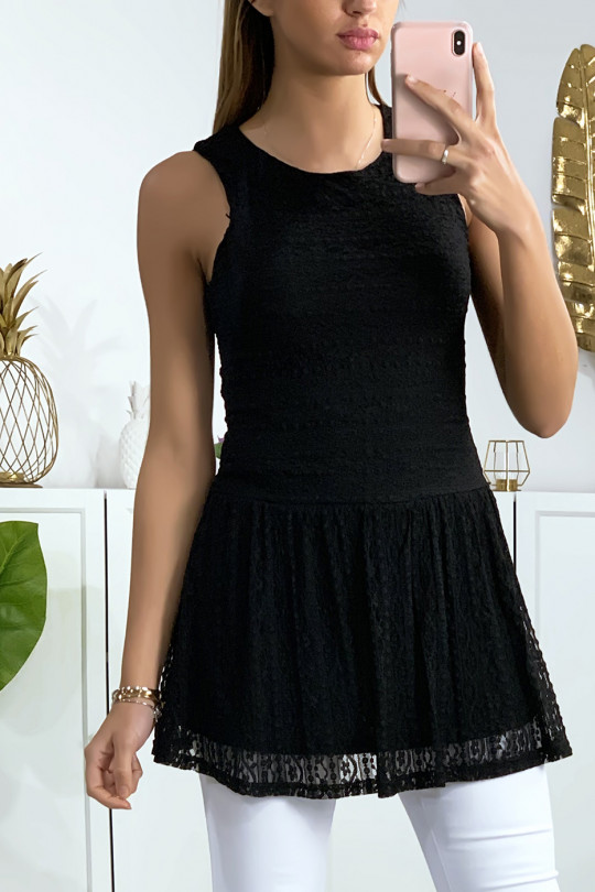 Black lace tunic dress with back closure - 2