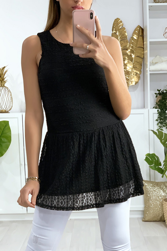 Black lace tunic dress with back closure - 4