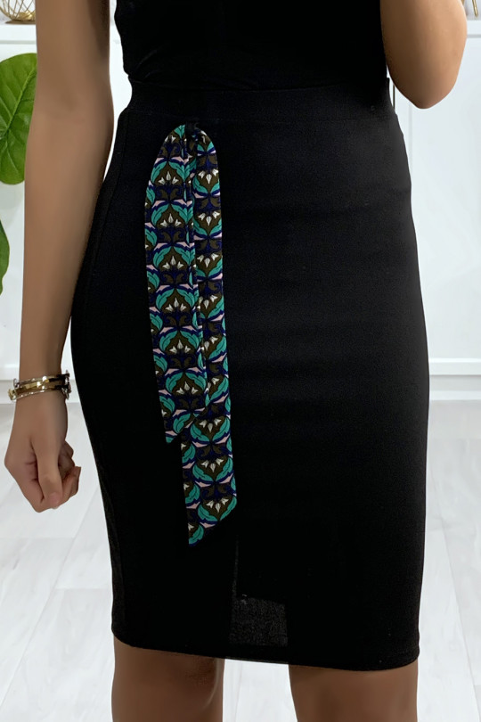 Black tube skirt with ribbon and back slit - 2