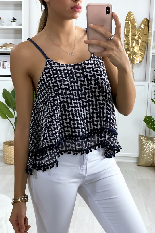 Flared lined sailor top with houndstooth pattern - 3